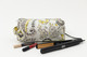 Large Cosmetic Bag Yellow Grey Floral Elegance