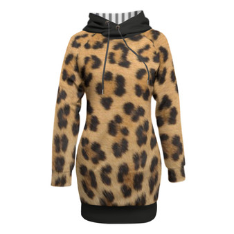 LEOPARD/BLK HOODIE DRESS