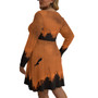 RUST/BLACK VNECK LNG SLEEVE DRESS