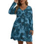 WOMEN LONG SLEEVE MIXED BLUE CAMO DRESS