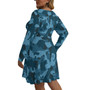 WOMEN LONG SLEEVE MIXED BLUE CAMO DRESS