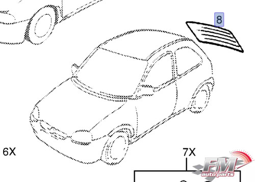 Windscreen Rear fits Opel Vauxhall Corsa B GSi 90386751 Genuine View Front