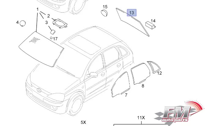 Windscreen Rear Tailgate fits Opel Vauxhall Corsa C 13121985 Genuine Windscreen Rear Tailgate fits Opel Vauxhall Corsa C 13121985 Genuine