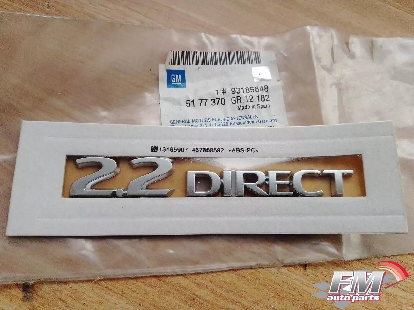 Emblem 2.2 DIRECT fits Opel Vauxhall Astra H Zafira B Vactra C 93185648 Genuine Emblem 2.2 DIRECT fits Opel Vauxhall Astra H Zafira B Vactra C 93185648 Genuine