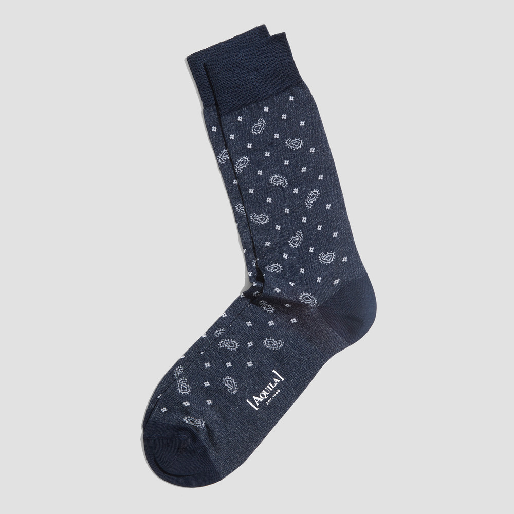 Thomas Navy Paisley Socks