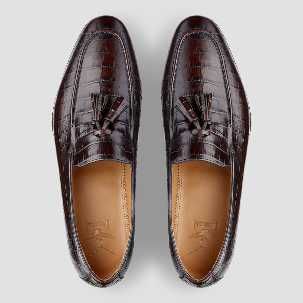 Connery Croc. Brown Loafers