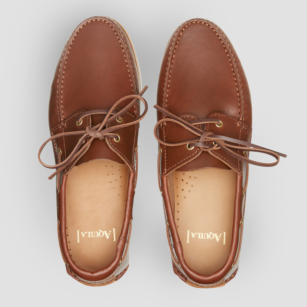 tan leather boat shoes