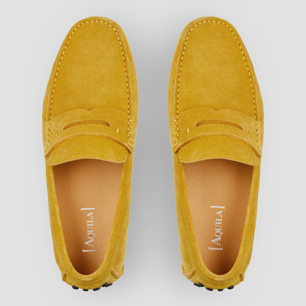 yellow driving shoes