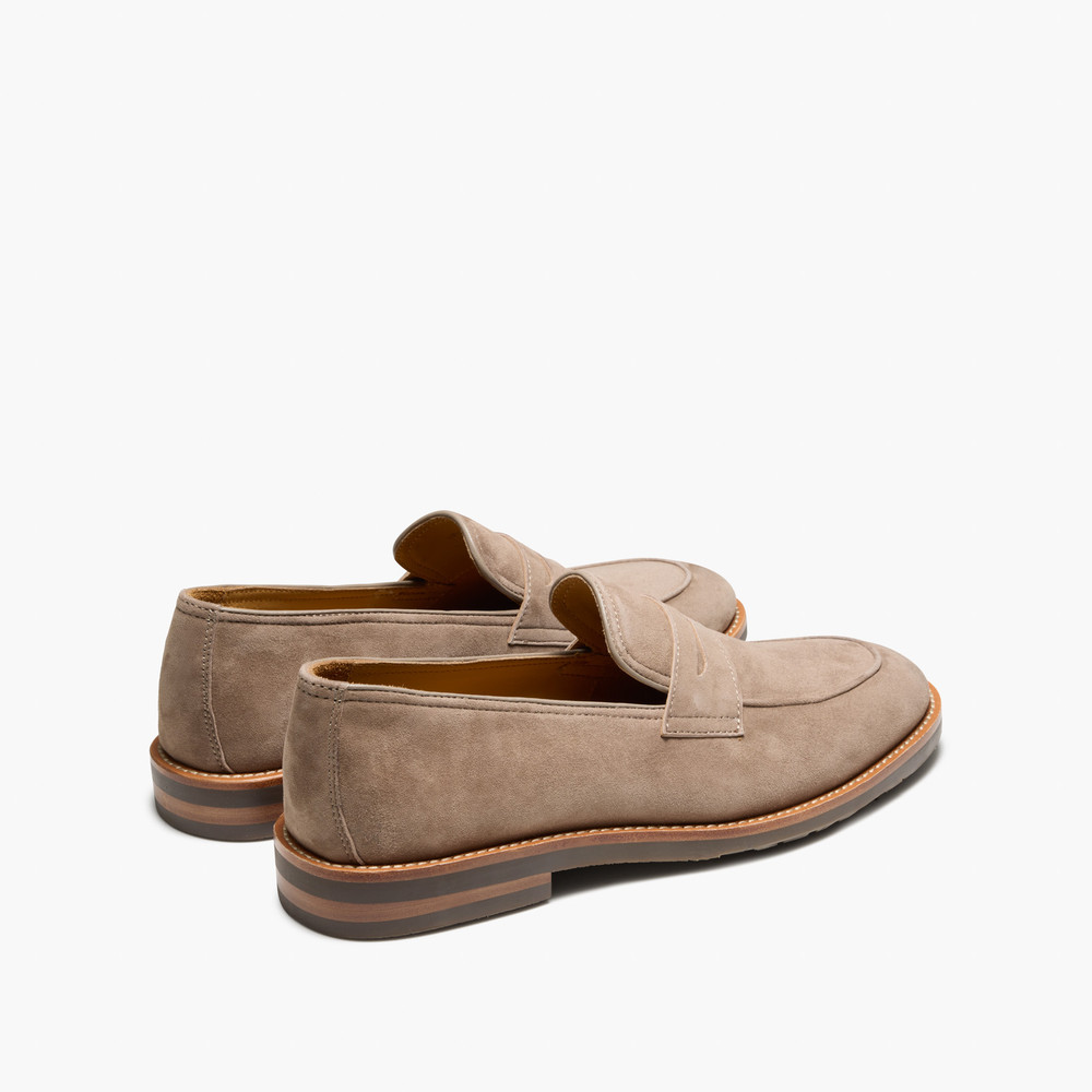 Emilio Taupe Suede Penny Loafers