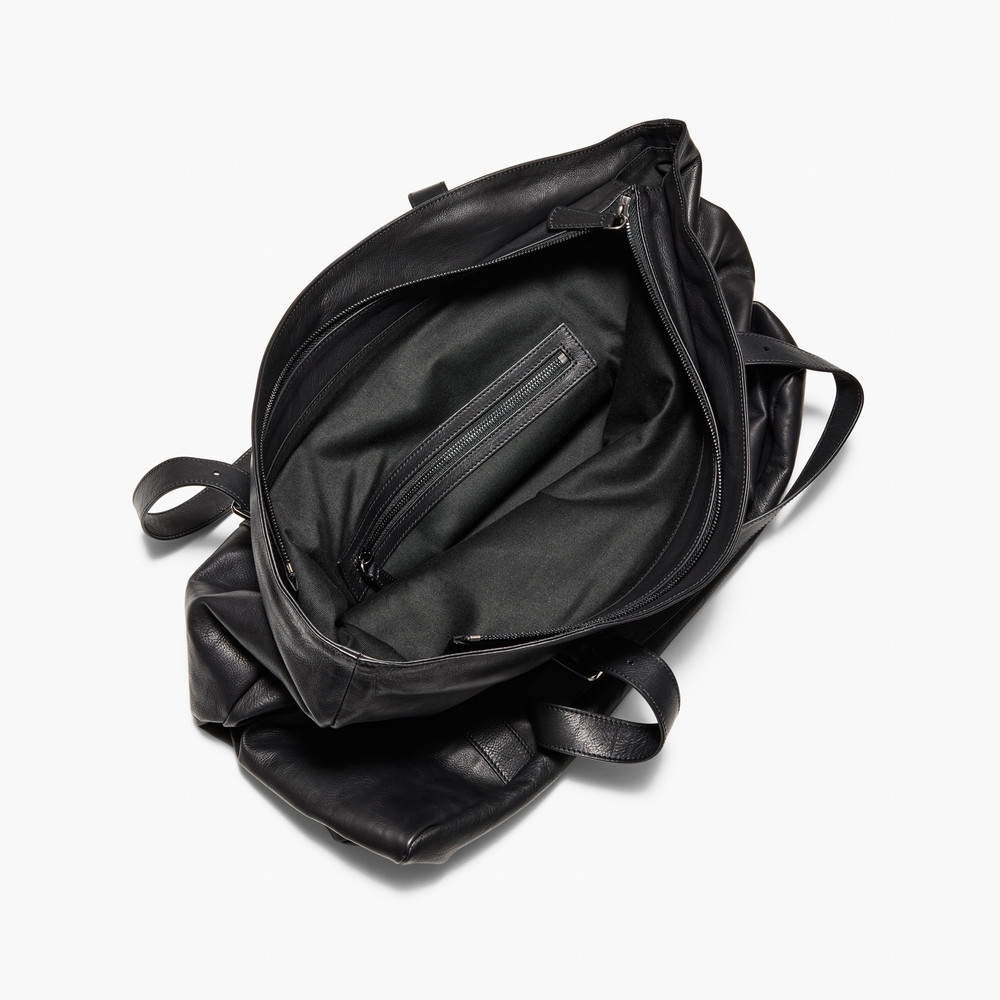 Borsa Black Leather Tote Bag