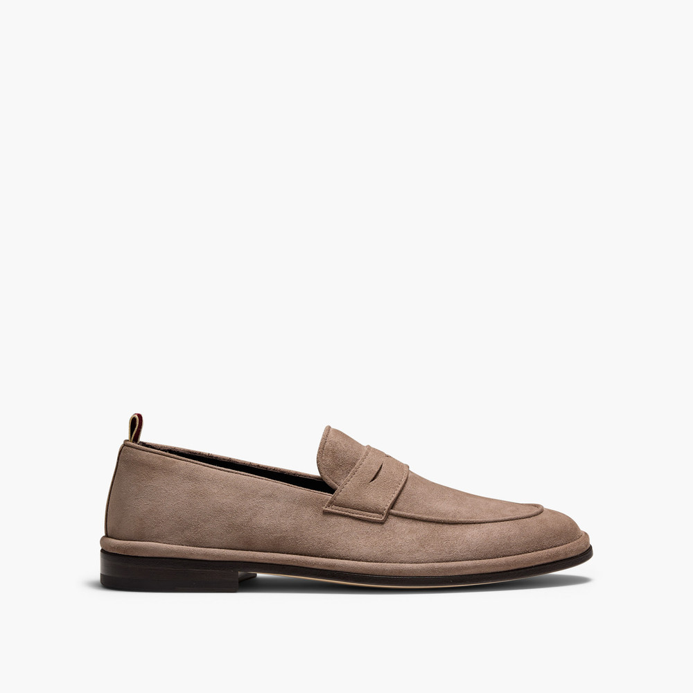 Tropez Taupe Suede Penny Loafers