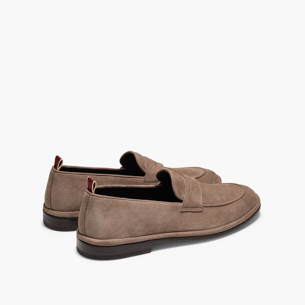 Tropez Taupe Suede Penny Loafers