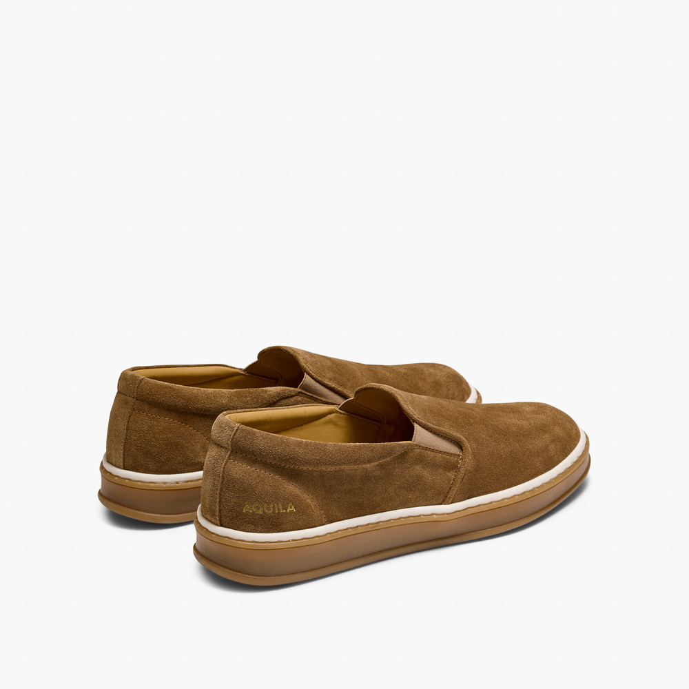 Deuce Cognac Suede Slip On Shoes