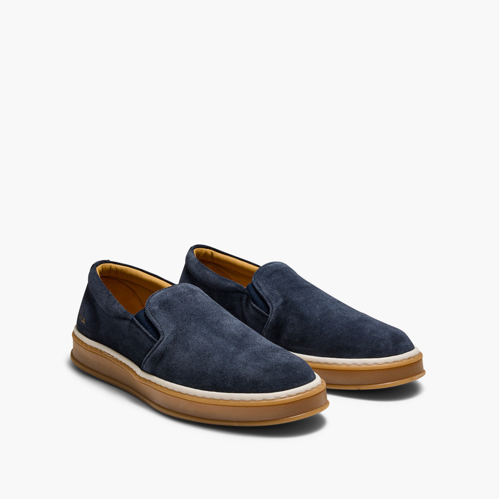 Deuce Navy Suede Slip On Shoes
