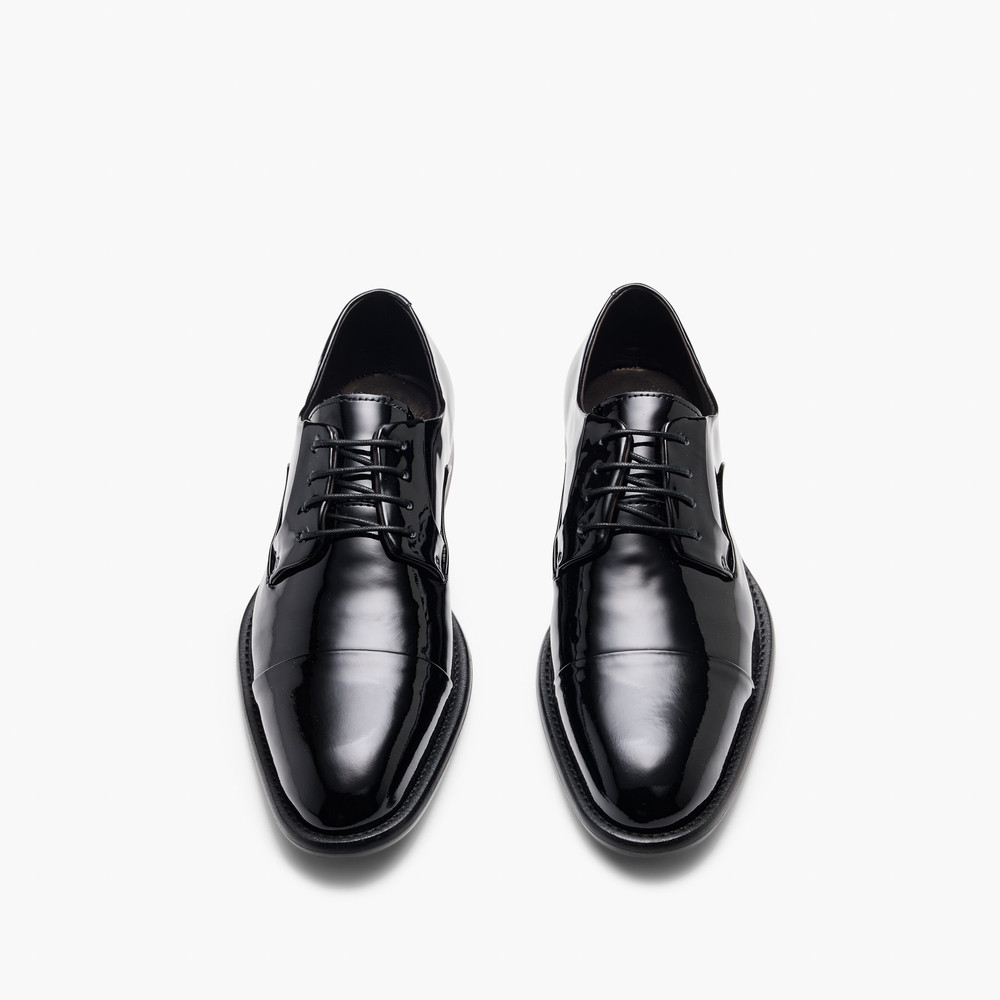 Grantham Patent Black Derby Shoes