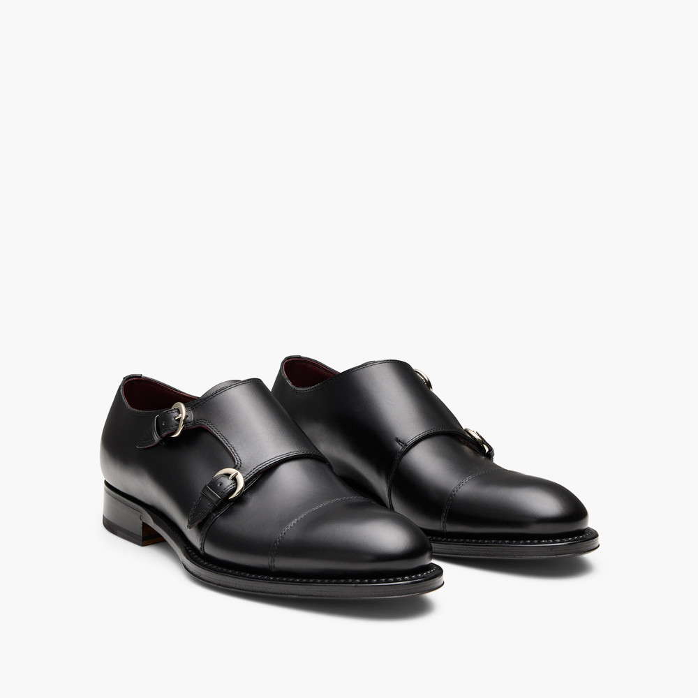 Bristol Black Monk Strap Shoes