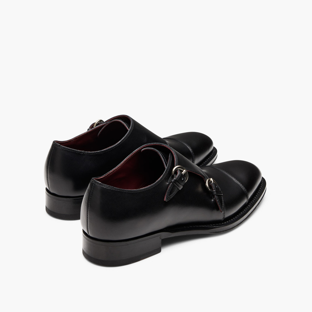 Bristol Black Monk Strap Shoes