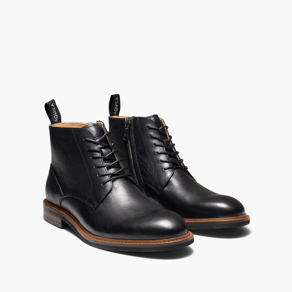 Upton Black Lace-Up Boots