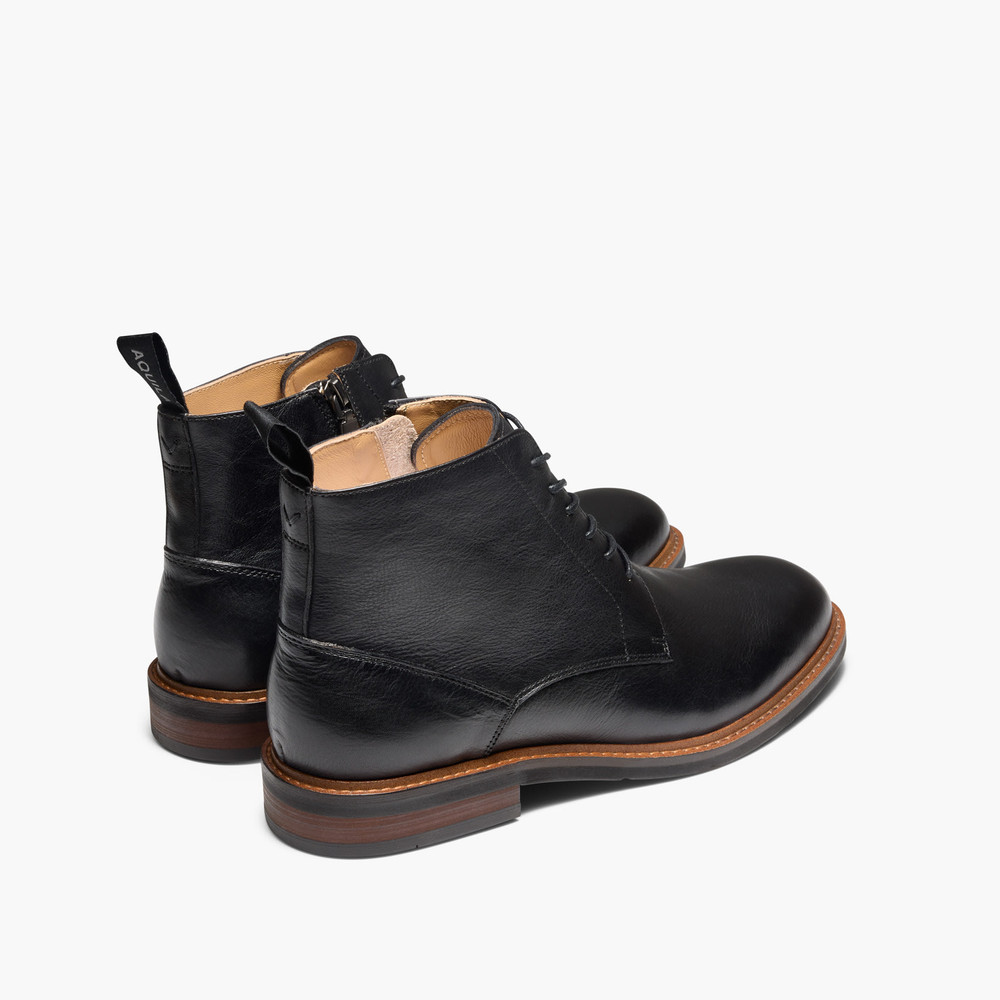 Upton Black Lace-Up Boots