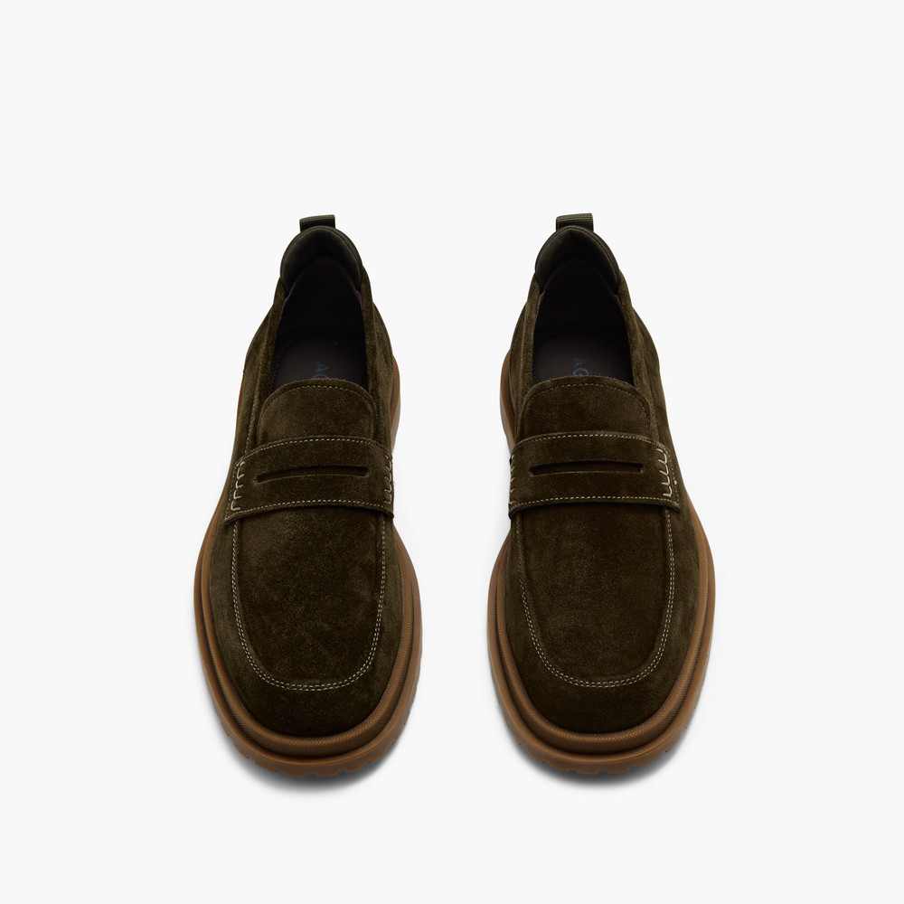 Radar Olive Suede Penny Loafers