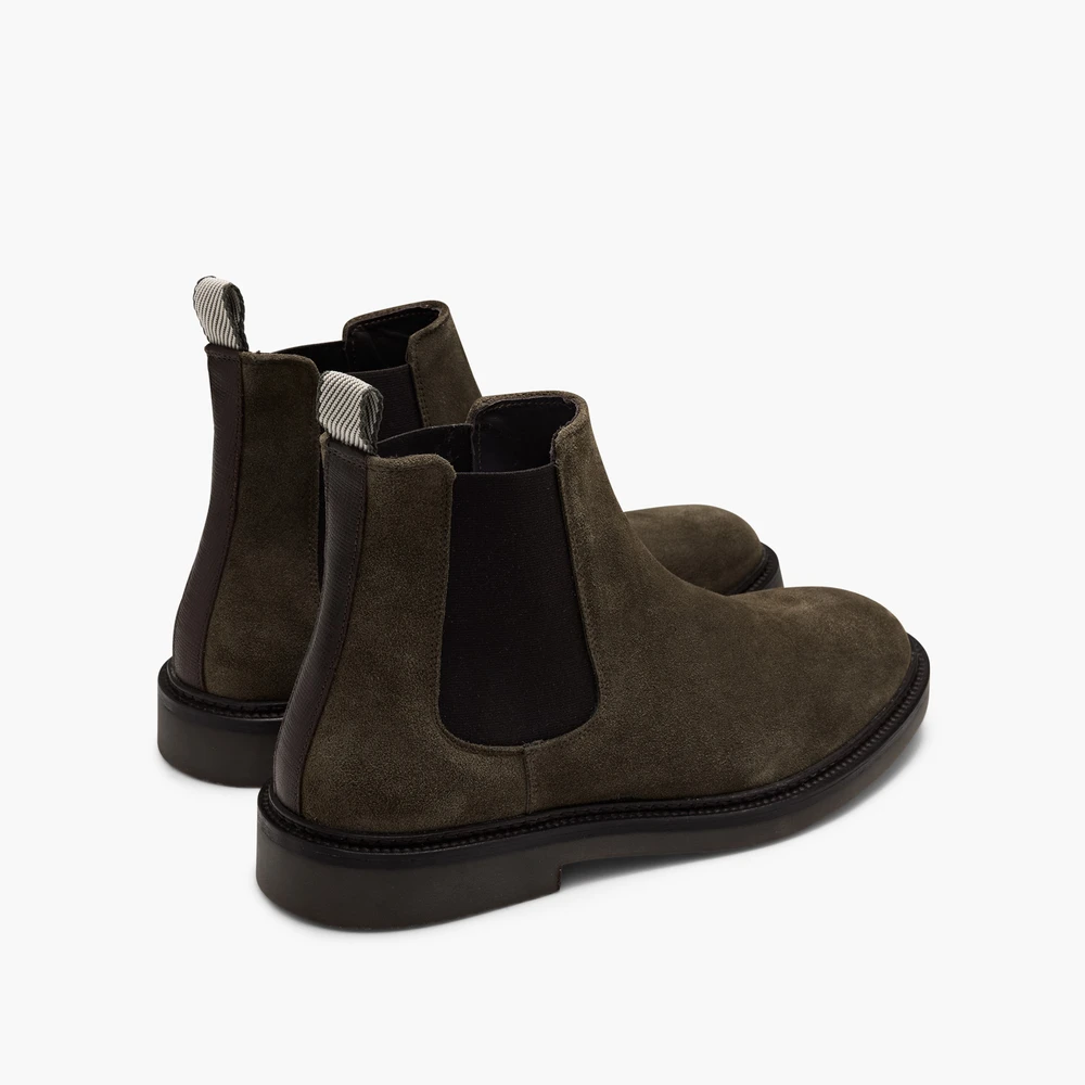 Steele Olive Suede Chelsea Boots