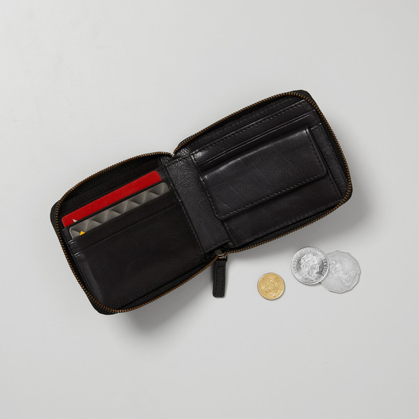 Montoro Black Zip Wallet