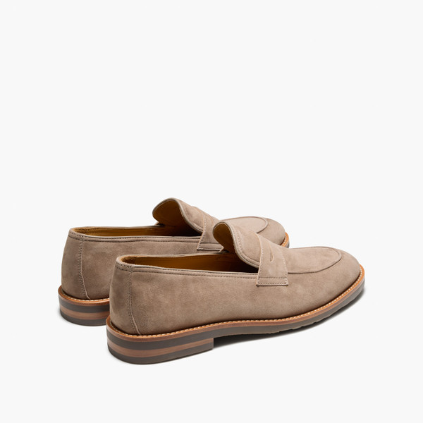 Emilio Taupe Suede Penny Loafers