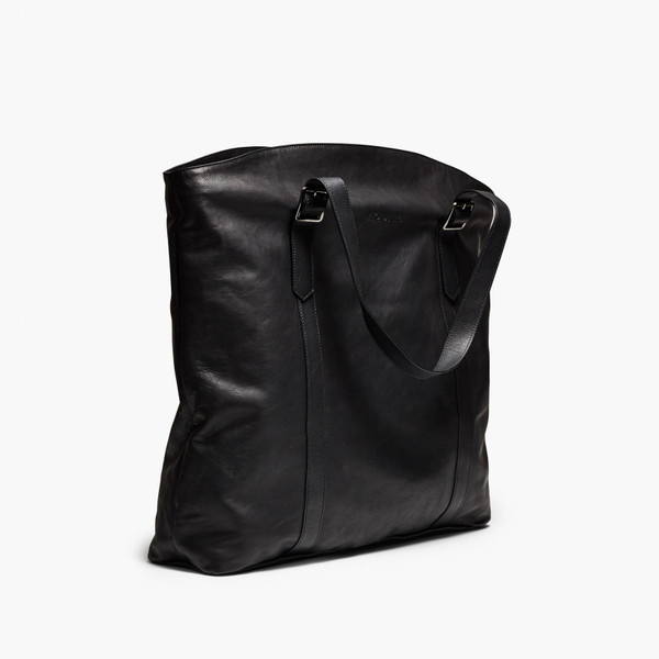 Borsa Black Leather Tote Bag