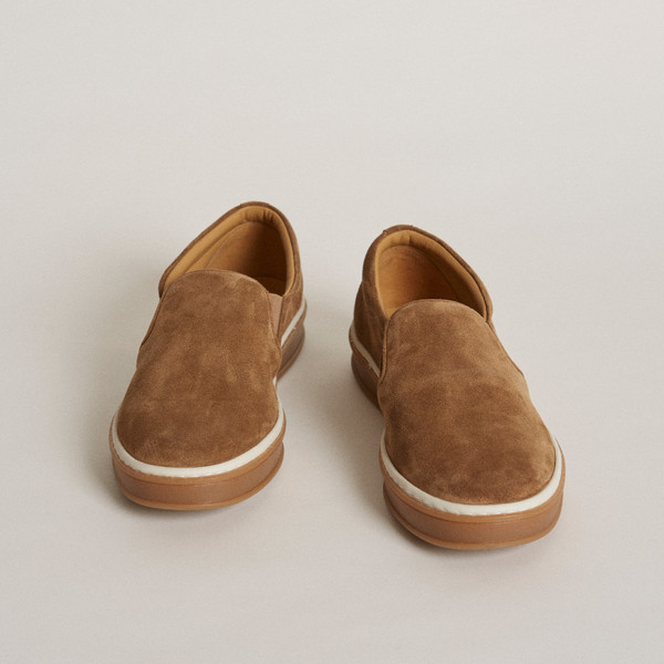 Deuce Cognac Suede Slip On Shoes