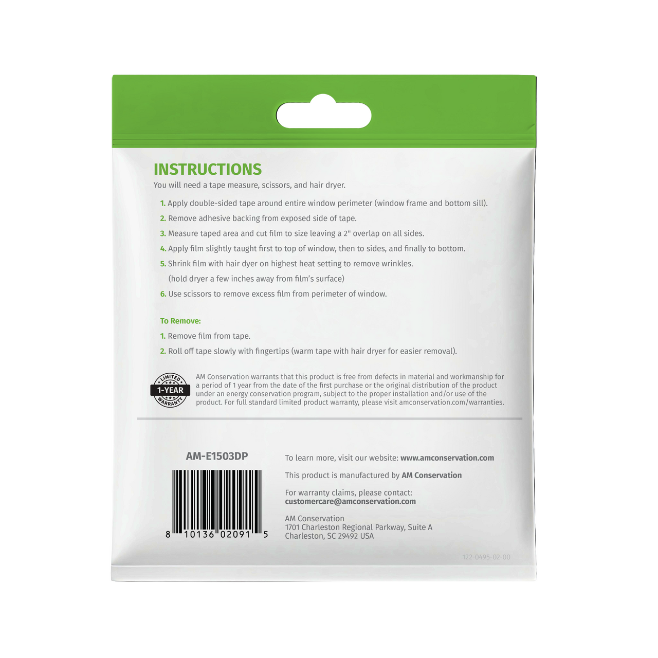 Deluxe - Window Insulation Kit Packaging, back