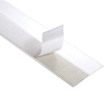 Self-stick door sweep lifting cover to adhesive