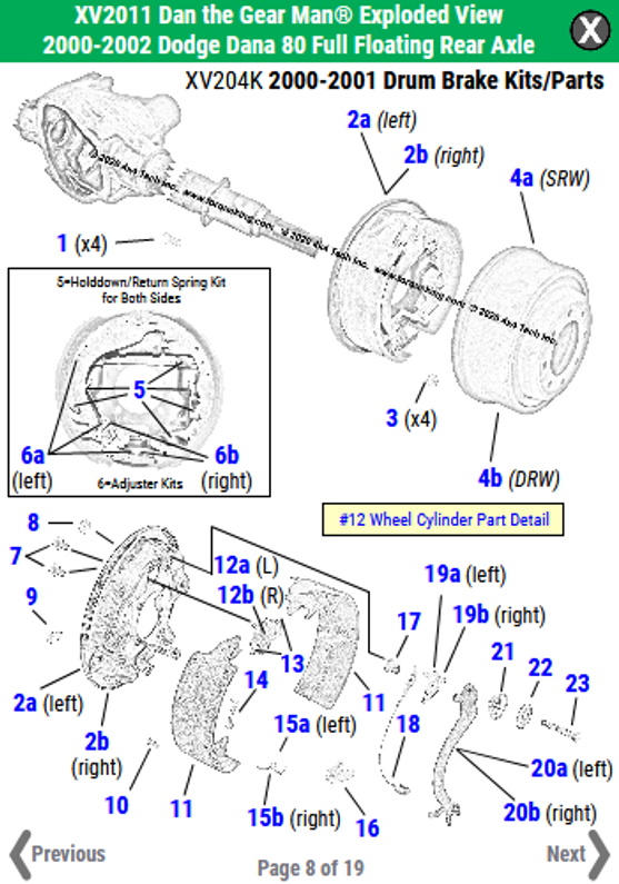 New Interactive Dana 80 Rear Axle Exploded View For 2000 2002 Dodge Ram 2500 Ram 3500 Torque King 4x4
