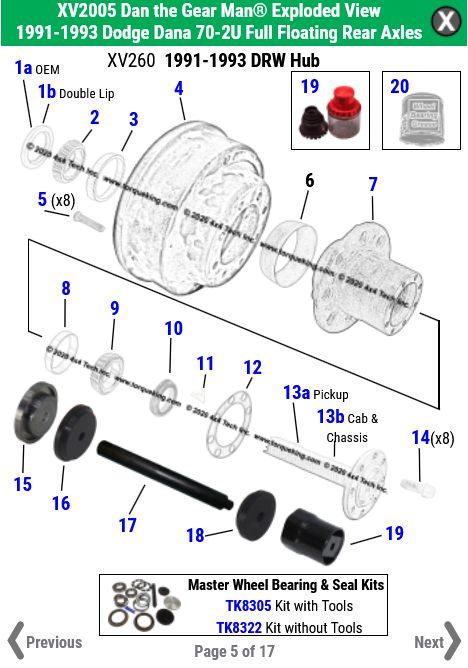 New Exploded View for Dodge Dana 702U Rear Axles! Torque King 4x4