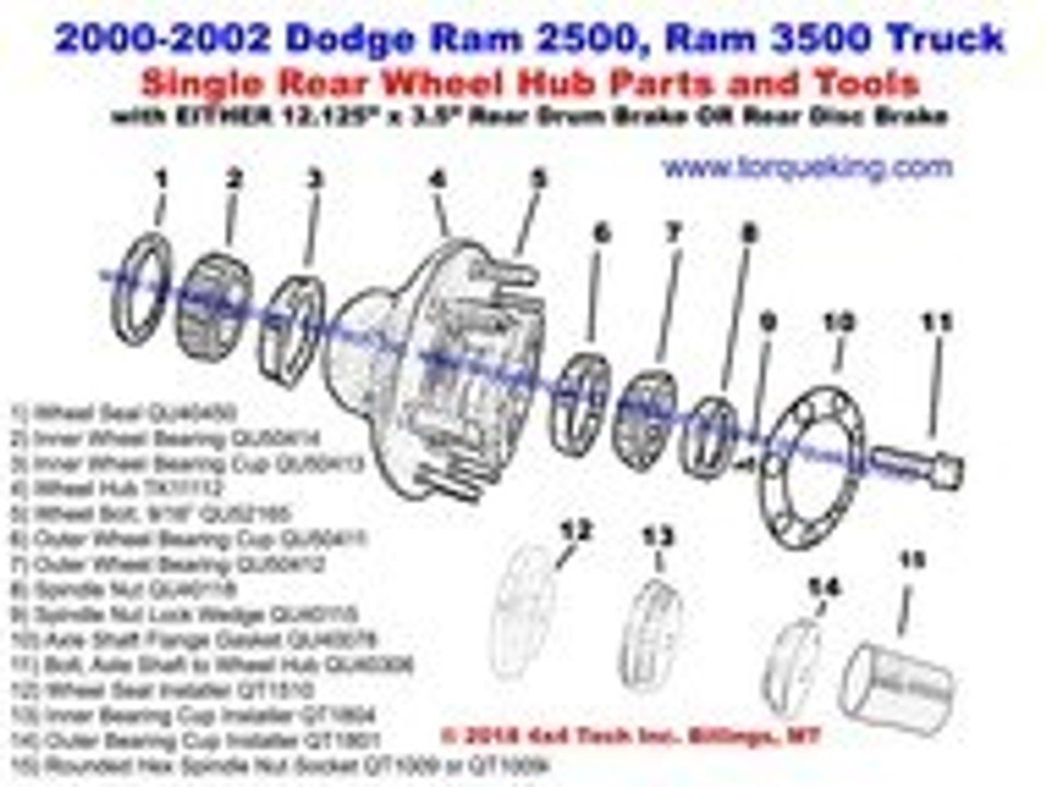 New Exploded View for 20002002 Ram Rear Hub Torque King 4x4