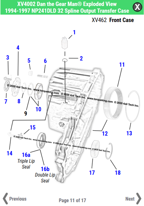 New Exploded Views for 19941997 Dodge NP241 Series Transfer Cases