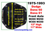 1975-1993 Dodge Dana 60 Front Axle
