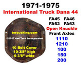 1971-1975 IHC Series Dana 44 Open Front Axle