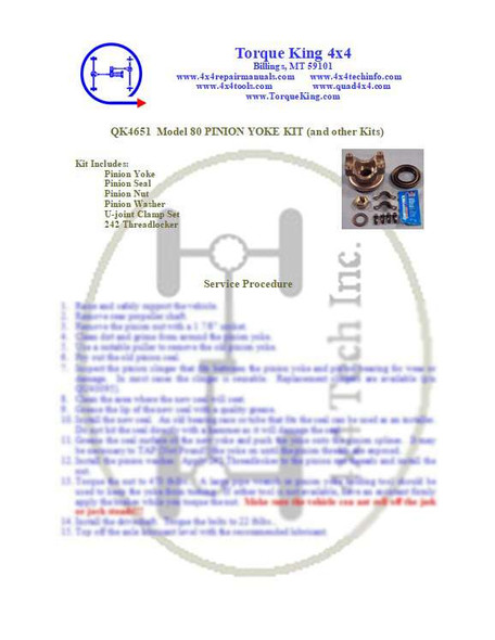 QK4651 Instructions Torque King 4x4