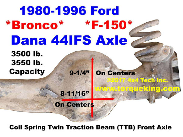 1980-1996 Ford Bronco & F-150 Dana 44IFS Front Axle Identification IDN-137 Torque King 4x4