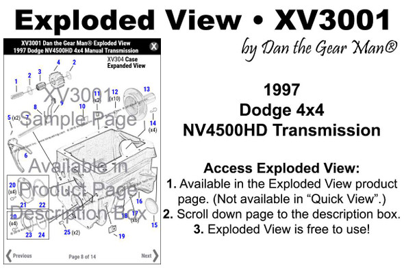 XV3001 1997 Dodge Ram NV4500HD 4x4 Transmission Exploded View Torque King 4x4