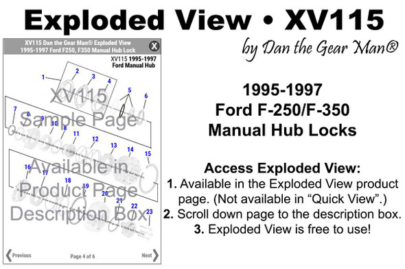 XV115 1995-1997 Ford F250, F350 Manual Hublock Exploded View Torque King 4x4
