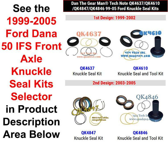 1999-2005 Ford Dana 50 IFS Knuckle Seal Kits Selector Torque King 4x4