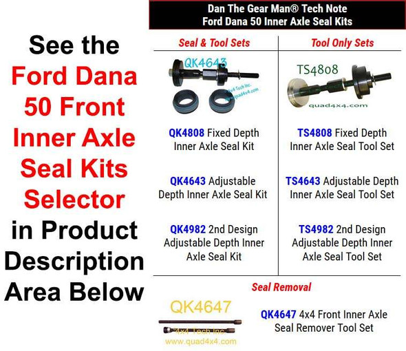 1999-2005 Ford Dana 50 Inner Axle Seal Kits Selector Torque King 4x4