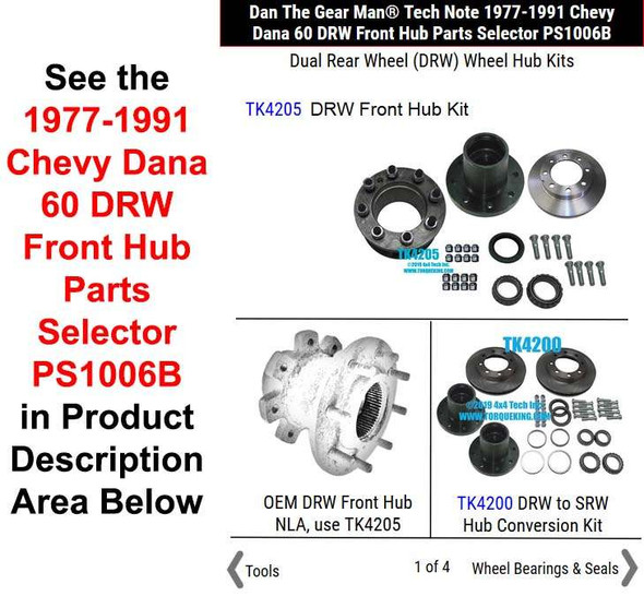 1977-1991 Chevy & GMC D60 Front DRW Hub Selector PS1006B Torque King 4x4