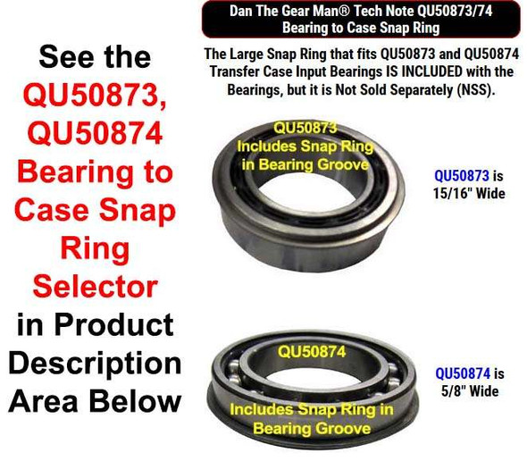 QU50873, QU50874 Bearing to Case Snap Ring Selector Torque King 4x4