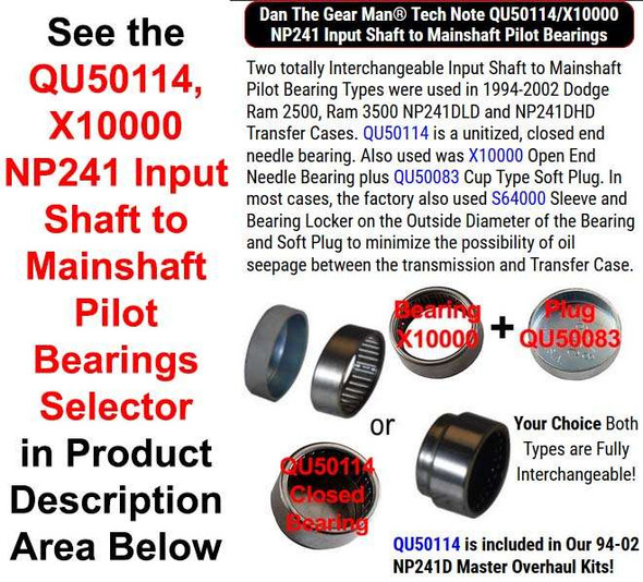 QU50114, X10000 NP241 Input Shaft to Mainshaft Pilot Bearing Selector Torque King 4x4