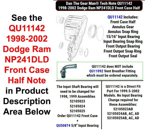 QU11142 1998-2002 NP241DLD Front Case Half Note Torque King 4x4