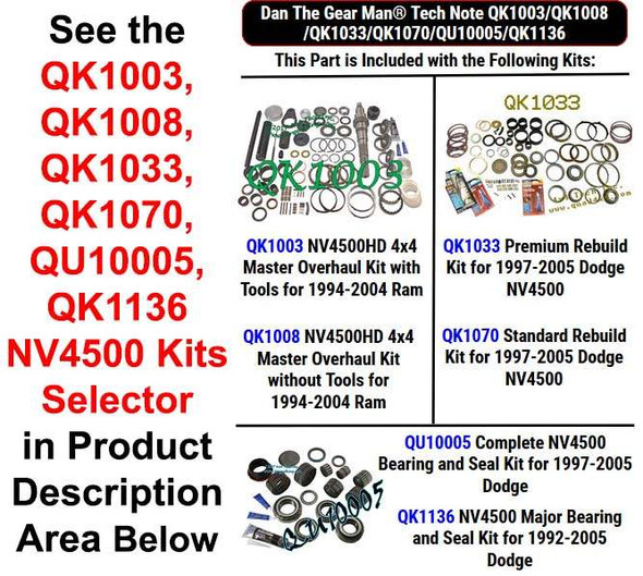 QK1003, QK1008, QK1033, QK1070, QU10005, QK1136 NV4500 Kits Selector Torque King 4x4