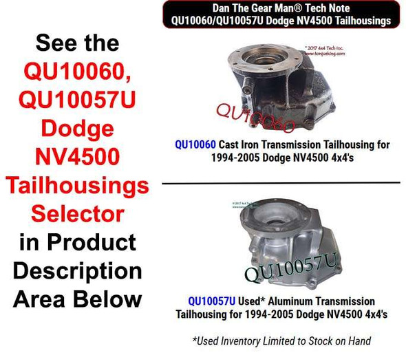 QU10060, QU10057U Dodge NV4500 Tailhousings Selector Torque King 4x4