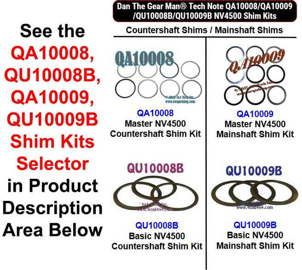 QA10008, QU10008B, QA10009, QU10009B NV4500 Shim Kits Selector Torque King 4x4